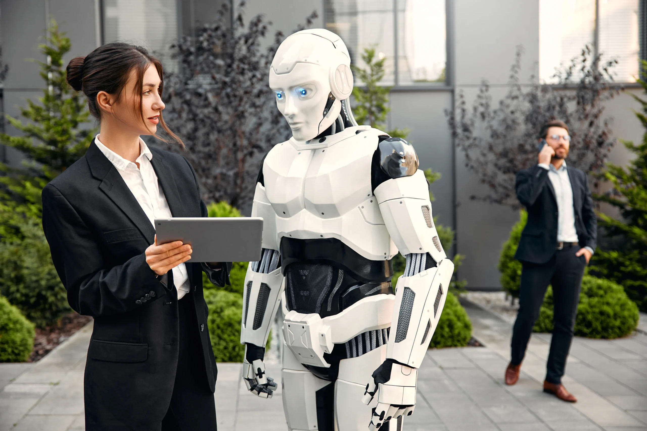 robot with businessmen on the street near the buil 2025 03 25 02 56 47 utc 11zon scaled